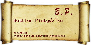 Bettler Pintyőke névjegykártya